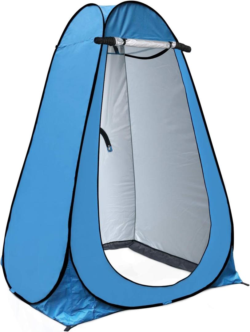 Anngrowy Pop Up Privacy Shower Tent - Portable Outdoor Camping Bathroom Toilet Changing Dressing Room - UPF40+ Waterproof (Blue)