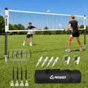 Badminton Set for Backyard, Outdoor Badminton Net with Anti-Sag Design, 4 Professional Badminton Rackets, 4 Shuttlecocks and Carry Bag for Lawn or Beach