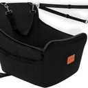 YOUVEE Dog Car Seat for Small/Medium Dog 20lbs 25lbs up to 32 lbs,Fully Detachable and Washable Puppy Booster seat with Storage Pockets,2 Adjustable Safety Belts,Anti-Slip Base(Black)