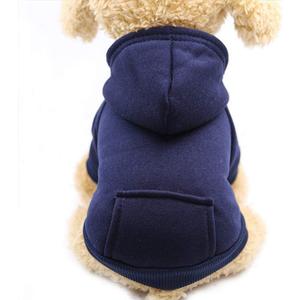 Jecikelon Winter Dog Hoodie Sweatshirts with Pockets Warm Dog Clothes for Small Dogs Chihuahua Coat Clothing Puppy Cat Custume (Navy, Large)