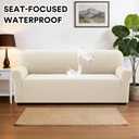 PrinceDeco Waterproof Couch Covers Slipcovers for Sofas,1 Piece Stretch Jacquard Sofa Slipcover Leakproof Pet Friendly Furniture Protector for Kids, Dog (Sofa Seat Width 52"-58", Ivory)