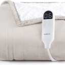 Bedsure Heated Blanket Throw Blanket - Fast Heating Electric Blanket, Soft Flannel Throw with 6 Time Settings(Up to 10H), 6 Heating Settings, Gifts for Grandma & Grandpa & Seniors (50"x60", Cream)