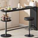 HOOBRO Bar Height Table, 2-Tier Kitchen Bar Table, Counter Height Dining Table with 8 EVA Non-Slip Pads, Breakfast Table for Dining Room, Kitchen, Living Room, Bar, Black BB124BT01