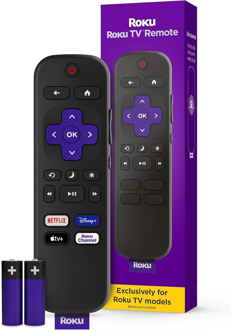 Roku TV Remote Control (Official Manufacturer Product) - Simple Setup, & Pre-Set App Shortcuts - Replacement Remote Compatible with RokuTV Models ONLY (Not Roku Players) (Pack of 1)