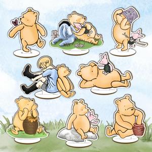 16 Pcs Winnie Centerpieces for Baby Shower, Winnie Wood Table Centerpieces, Cute Animals Decor Cutout Shapes Creatures Table Topper, Baby Shower Party Decor Supplies, Birthday Decorations Supplies