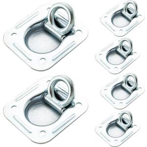 WellMade 4-7/16" Recessed D Ring Tie Down Anchors for Trailers, Trucks, Pickup, Heavy Duty Trailer Accessory, 1666 lb. Weight Capacity (6 Pack,Screws Not Included)