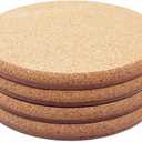 Cork Plant Coasters, Double Layers Hard Thick Cork Planter Coaster, 4 Inch Absorbent Cork Plant Mats, Cork Trivets for Hot Dishes, Cork Plant Coasters for House Plants, 4 Pcs