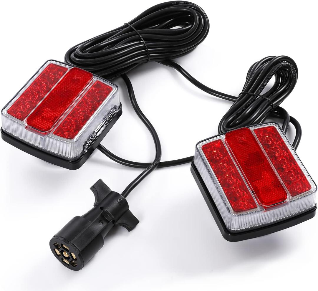 LINKITOM Magnetic LED Trailer Towing Light Kit for RVs Utility Trailers Boat Trailers Flatbeds, 24ft Cable with 7 pin plug, IP68 Waterproof, DOT Approved