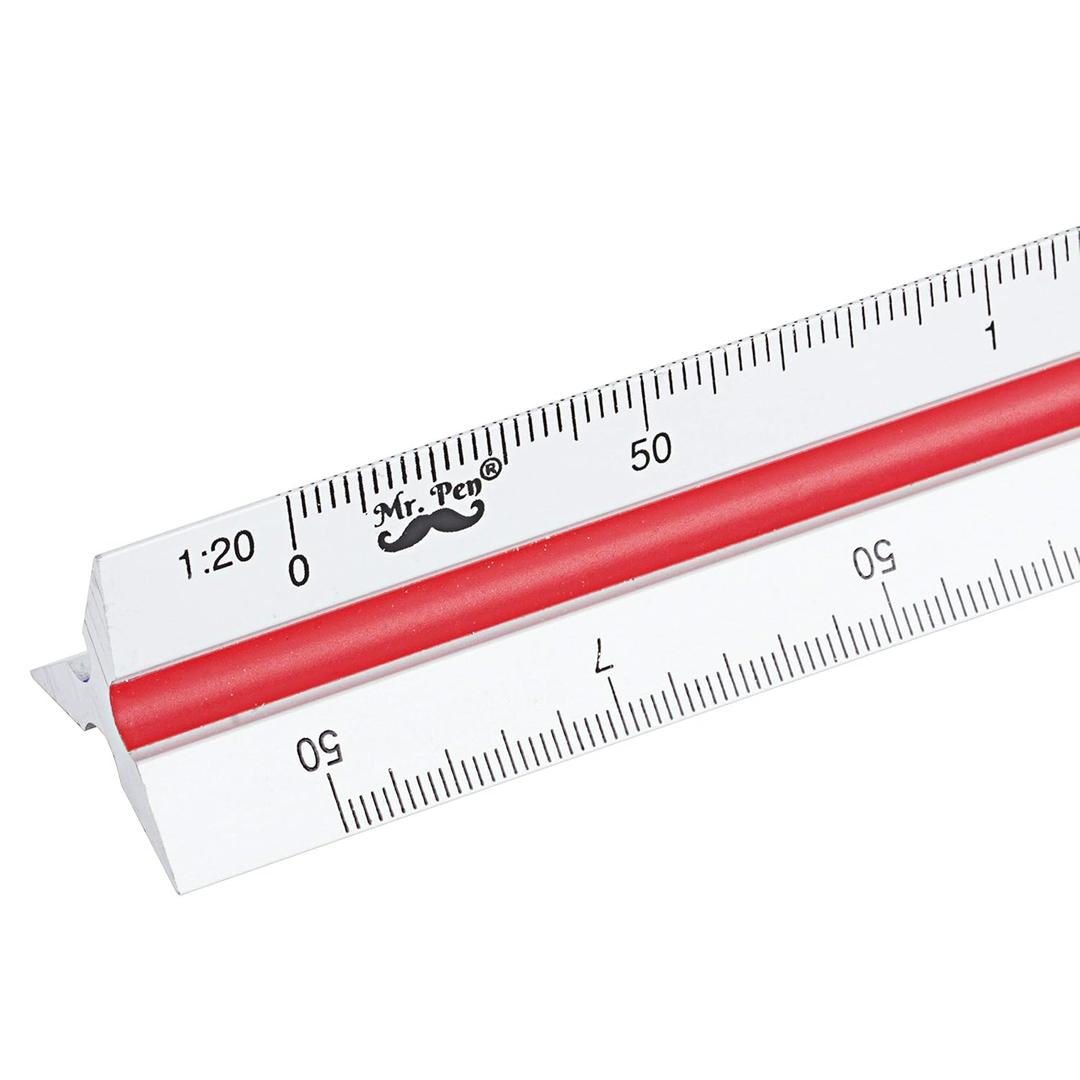 Mr. Pen- Metric Engineer Scale Ruler, Ruler, 12" Aluminum Scale Ruler, Triangular Scale, Scale Ruler for Blueprint, Triangle Ruler, Metric Engineering, Drafting Ruler (CA11755)