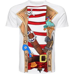 DANGCOS Pirate Shirt,Men's Graphic Tees for Costume Halloween,Cosplay,Pirate-Themed Parties (L)