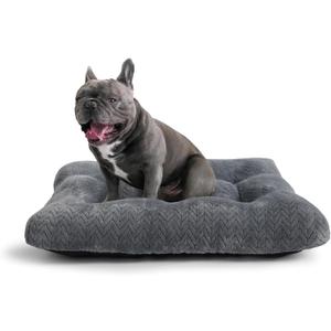 Small Dog Bed for Crate Washable with Anti-Slip Crate Pad Soft Fluffy Kennel Pad for Dog Cage 24 inch Puppy Bed fit Up to 25 lbs Pets Comfy Sleeping Pillow,24 x 18 Dark Gray (Deep Grey)