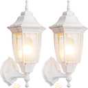 EMART Dusk to Dawn Outdoor Porch Light, Exterior Anti-Corrosion, Waterproof Aluminum & Glass Shades Wall Lamp Fixture, Modern Sconce Lantern for Yard, House, Garage - 2 Pack, White Bulb Included