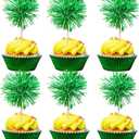 Gyufise 30Pcs Foil Firework Cupcake Toppers Sparkle Tinsel Cake Toppers Tinsel Drink Cake Decoration Cocktail Picks for Birthday Wedding Graduation Party Supplies Dark Green