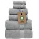 Alusa Home 100% Organic Zero-Twist Cotton Towels - GOTS Certified Luxury Bath Towels - Ultra Soft & Plush 700GSM Long-Staple Cotton - 6 Piece Towel Set (Pewter Grey)