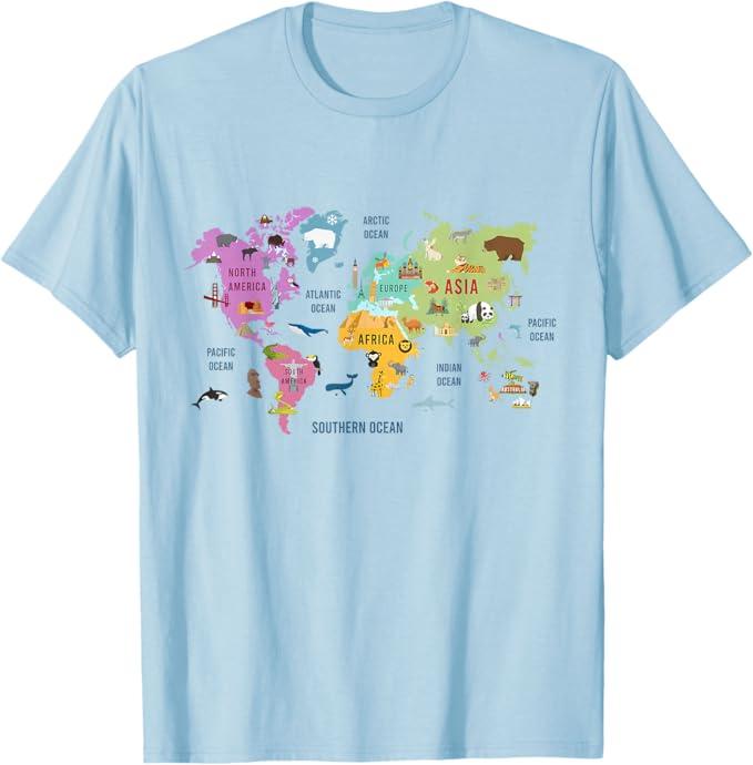 Countries Flags Girls, World maps Kids, World maps Boys. T-Shirt XS
