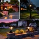 Solar Lamp Post Light, Cast Aluminium Waterproof LED Pillar Lights with Glass Outdoor Dusk to Dawn Post Light Solar Powered ST4311BQ for Pier Mount Gates Yard Pole (Black+Clear Glass)