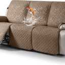 VANSOFY 100% Waterproof Recliner Sofa Covers, Couch Covers with Non-Slip Granule, 3-Piece Washable Reclining Sofa Cover with Pocket Furniture Protector for Kids, Pets（Light Brown,3 Seater）