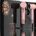AINA Hair Dryer,Blow Dryer with Diffuser Brush Comb for Women - BLDC Hair Dryer - Brushless Motor, 110,000 RPM Lightweight,Ionic Travel, 3 Magnetic Attachments 110V/ALCI(Baby Pink)