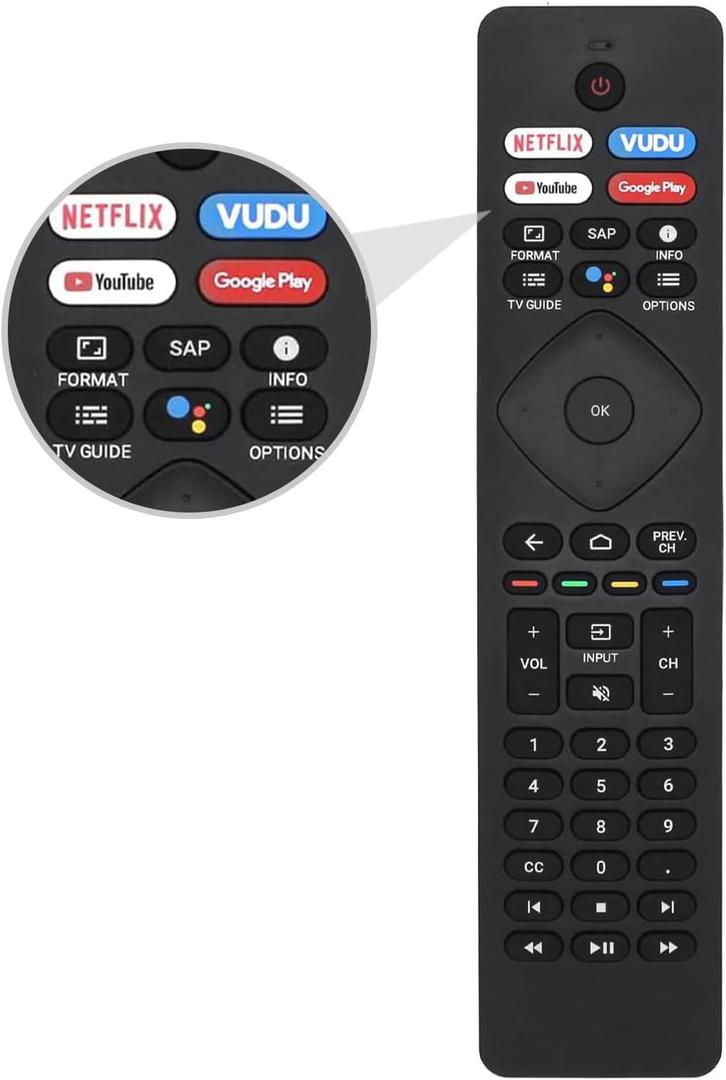 Voice Remote Control NH800UP RF402A-V14 Replacement for Philips Android LED LCD 4K Smart TV 43PFL5766/F7 50PFL5704/F7 55PFL5604/F7 55PFL5704/F7 65PFL5504/F7 65PFL5704/F7 75PFL5704/F7 65PFL5604/P7
