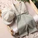 Ylsteed Newborn Boy Photoshoot Outfits 2Pcs Newborn Photography Girl Baby Photography Props Baby Gentleman Suit Photography Outfits Boy Suspender Pants with Beret 9-12lbs/0-3 Months (Light Green)