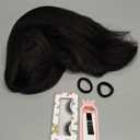 Long Yaki Straight Drawstring Ponytail for Black Women Synthetic Thick Natural Black Kinky Straight Ponytail Hairpieces 20 inch Clip in Ponytail Extension for Girl Daily Use(2# Natural Black)