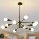 HHR Modern Sputnik Chandelier, 10-Light Black Ceiling Light Fixture, Height Adjustable Industrial Lighting for Kitchen Island,Bedroom Dining Room Living Room Farmhouse Office (Black 10-light)