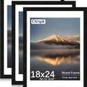 18X24 Poster Frame, Display Pictures 16X20 with Mat or 18X24 without, Wall Hanging Frames, Black, 3 Pack