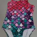 HONISEN Girls One Pieces Swimsuit Cute Swimwear Bathing Suits, 130-140