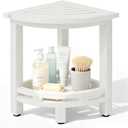 HDPE Corner Shower Stool for Shaving Legs, Waterproof Shower Stool with Storage Shelf for Bathroom,White