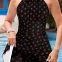 SHEKINI Womens Elegant One Piece Swimdress High Neck Swim Dress Ruched Swim Skirt, M