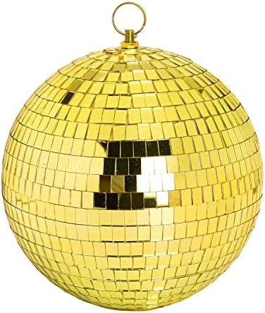 DJBoomy 8 Inch Hanging Mirror Disco Ball: Gold Disco Balls Decorations Mirror Ball with Hanging Ring for Party Decor Home Events DJ Parties