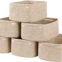OIASKET 6 Pack Storage Baskets for Shelves, Small Baskets for Shelves, Cute Decorative Storage Bins, Organizer Basket for Gifts Empty, 11.8''Lx7.8''Wx4.7''H-Brown