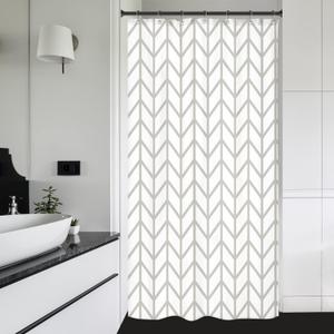 Riyidecor Stall Small Half Size Narrow Shower Curtain 36x72 Inch Dorm White Beige Geometric Bold Thick Lines Striped Herringbone Single Tiny Chevron Decor Fabric Bathroom Set Polyester Waterproof (5"W x 9"L (Pack of 1))