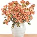 12pcs Artificial Orange Flowers for Indoor & Outdoor Decor, Burnt Orange Fake Spring Mums Bouquets, Faux Mums Lilac Flowers for Thanksgiving/Halloween, Autumn Arrangements (Durable UV Resistant)