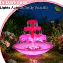 3.5W Solar Fountain Pump for Bird Bath, 3-Tier Red Solar Water Pump with 8 LED Lights, 32.8FT Power Cord and Adapter Included, Dual-Powered for 24/7 Use for Garden, Pond, Pool, Fish Tank and Lawn