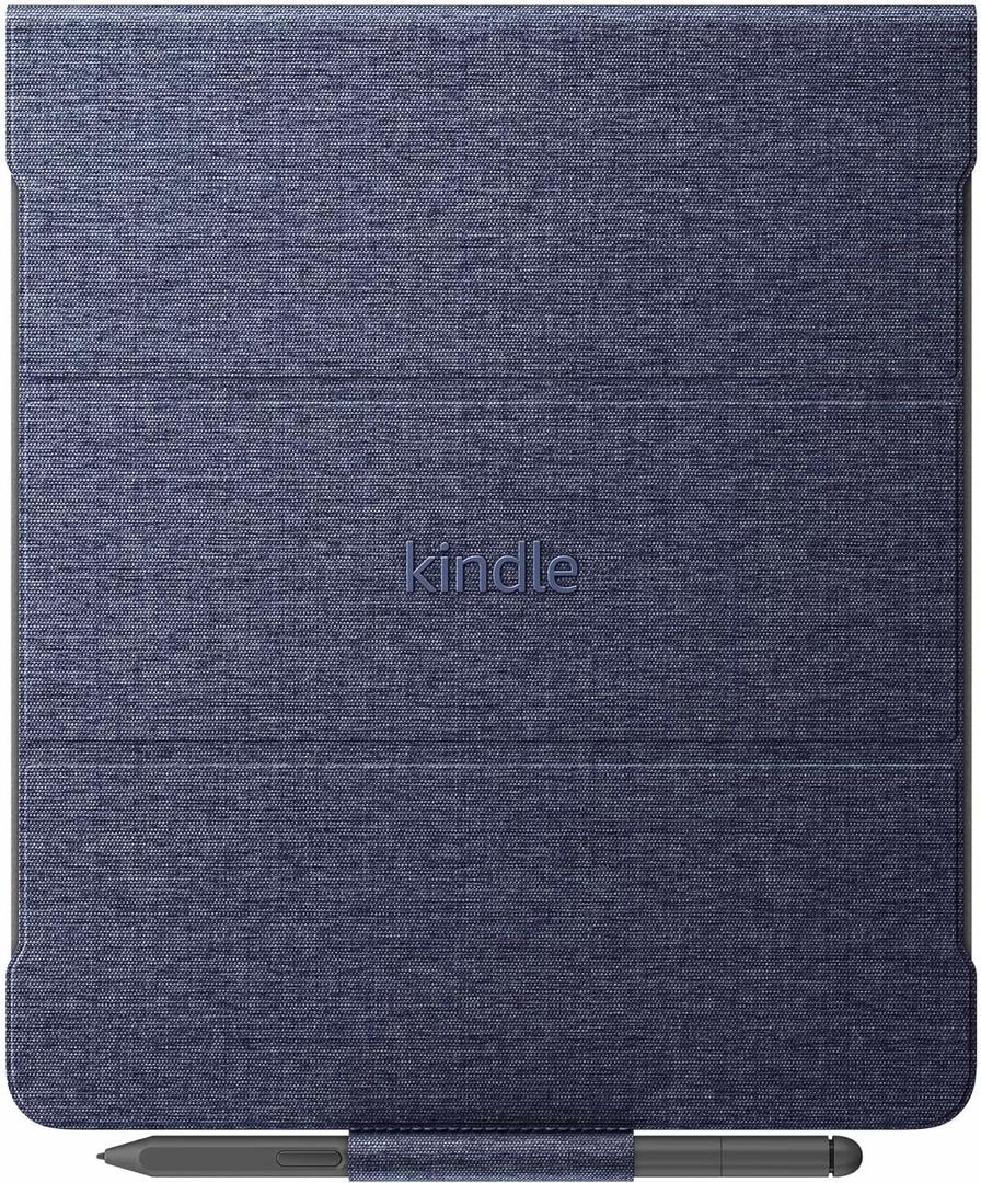 Amazon Kindle Scribe Fabric Folio Cover with Magnetic Attach, Sleek Protective Case - Denim ONLY FOR 1ST GEN (Blue)