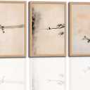japanese zen wall art set of 3, Scandinavian Pine Tree Canvas Prints | Abstract Ink Landscape Canvas Prints, Neutral Pine Tree and Bird Artwork, for Living Room Bedroom Office 16x24 Inch