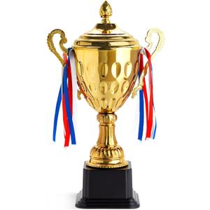 Juvale Trophy Award Cup - 16.63-Inch Gold-Plated Steel, Glossy Finish - 1st Place Award, Soccer Cup & Football Trophy