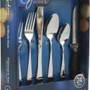 Gibson Home Trillium Plus 24-Piece Stainless Steel Flatware Utensil Set with Steak Knives  Silverware Service for 4 with Teardrop Handle Design