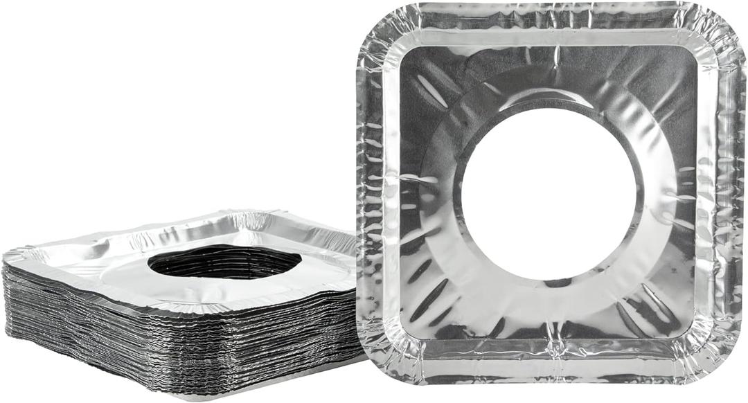Gas Stove Disposable Burner Liner, Aluminum Foil Burner Cover, Range Guard, 8.375 Inches, Pack of 10 (Square)