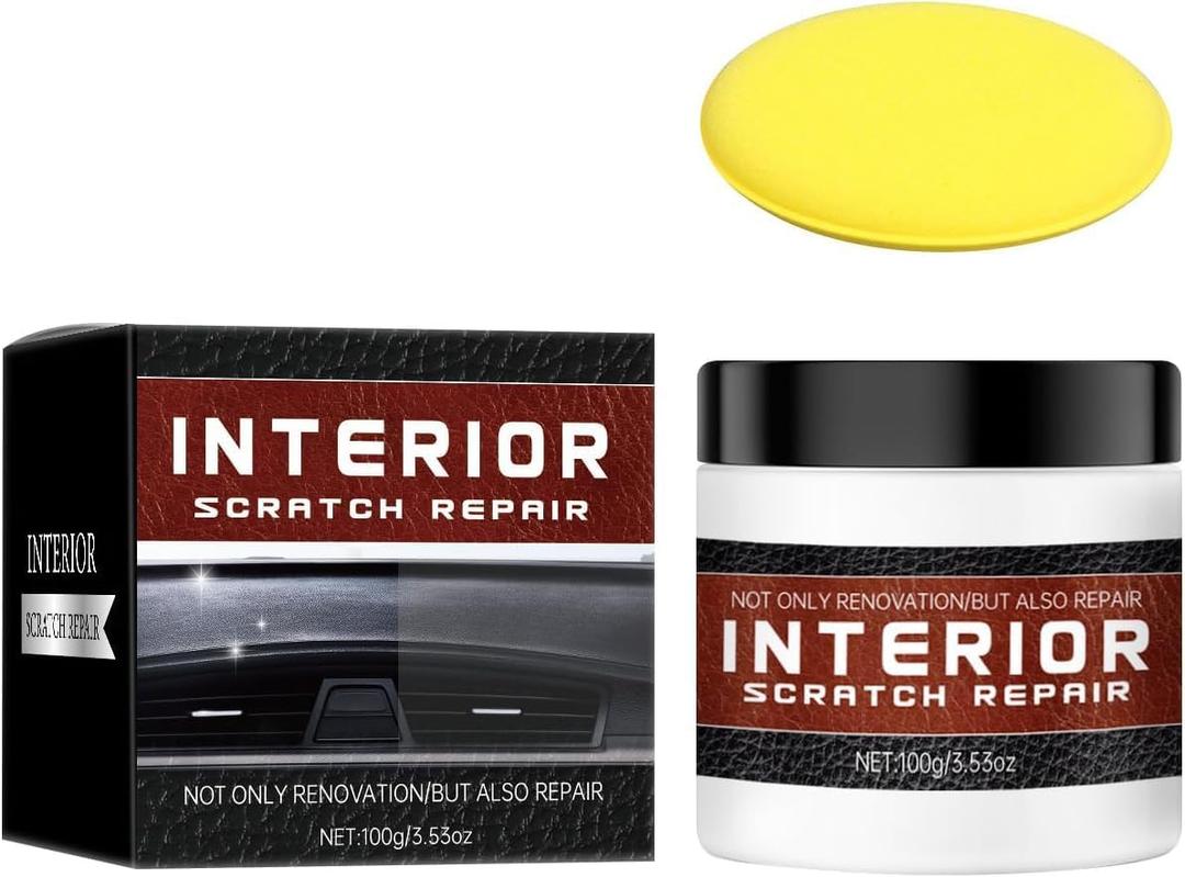 Interior Car Scratch Repair Wax for Dashboard & Plastic Trim - Quick Scratch Remover, Restores Shine, Easy to Use, 100g