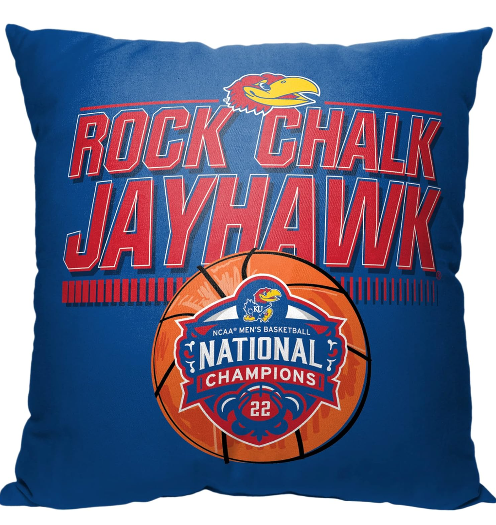 Northwest NCAA Kansas Jayhawks 2022 National Basketball Champions Pillow, 18" x 18", Victory