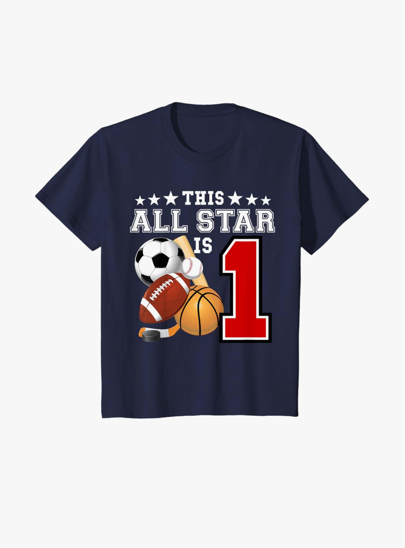 Sports Star Kid Birthday Party Gifts 2 Year Old Sports Star Birthday Party All Sport 1st Gift T-Shirt, Size 2T