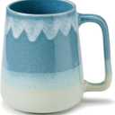 24oz Large Ceramic Coffee Mug with Big Handle, Handmade Kiln Glazed Large Coffee Mug Tea cup, Novelty MugUnique Uneven Surface for Office and HomeMicrowave and Dishwasher Safe (Light Blue)