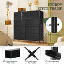 9-Drawer Dresser for Bedroom, Anti-Tip Tall Storage Organizer Chest of Drawers with Wooden Top and Metal Frame Fabric Bins for Closet, Living Room, Hallway, Entryway, Black