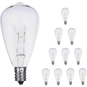 10 Pack ST38 Replacement Bulbs, 5W Edison Bulbs E12 Candelabra Base, Warm White Clear Glass Waterproof Incandescent for Outdoor String Lights & Patio Dcor