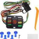 Powered 3-to-2 Wire Splice-in Trailer Tail Light Converter, Vehicle 4-Pin Wiring Harness Multi-Function W/ 10-amp Fuse Black, 1 Set