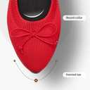 Shupua Women's Flats Black Flats Shoes Pointed Toe Ballet Flats Comfortable Bow Girls Flats Dressy (10, Red)