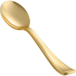 N9R 72Pcs Gold Plastic Spoons - Solid, Durable, Heavy Duty Gold Plastic Silverware - Disposable Cutlery for Parties, Weddings and Dinner