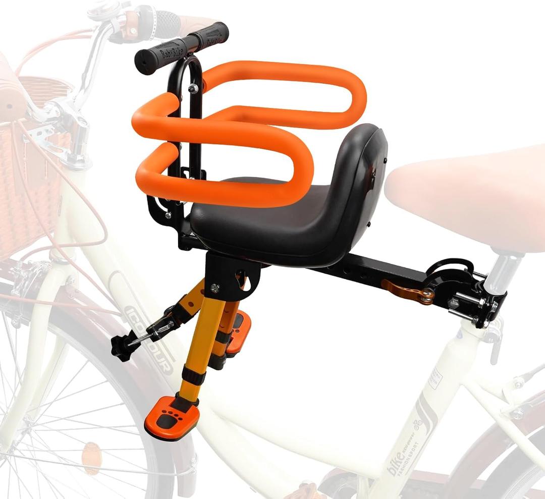 Child Bike Seat - Front Mount, Kids Bike Seat for Adult Bike,Retractable Baby Bike Seat Front Mounted, Toddler Bike Seat for Children 2~6 Years (without crossbar-A)